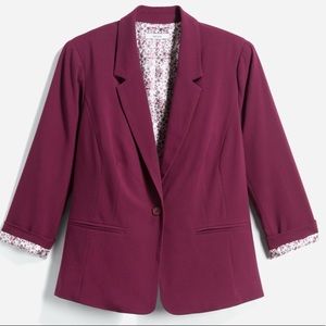 Kensie Rebekah stretch crepe floral lining blazer